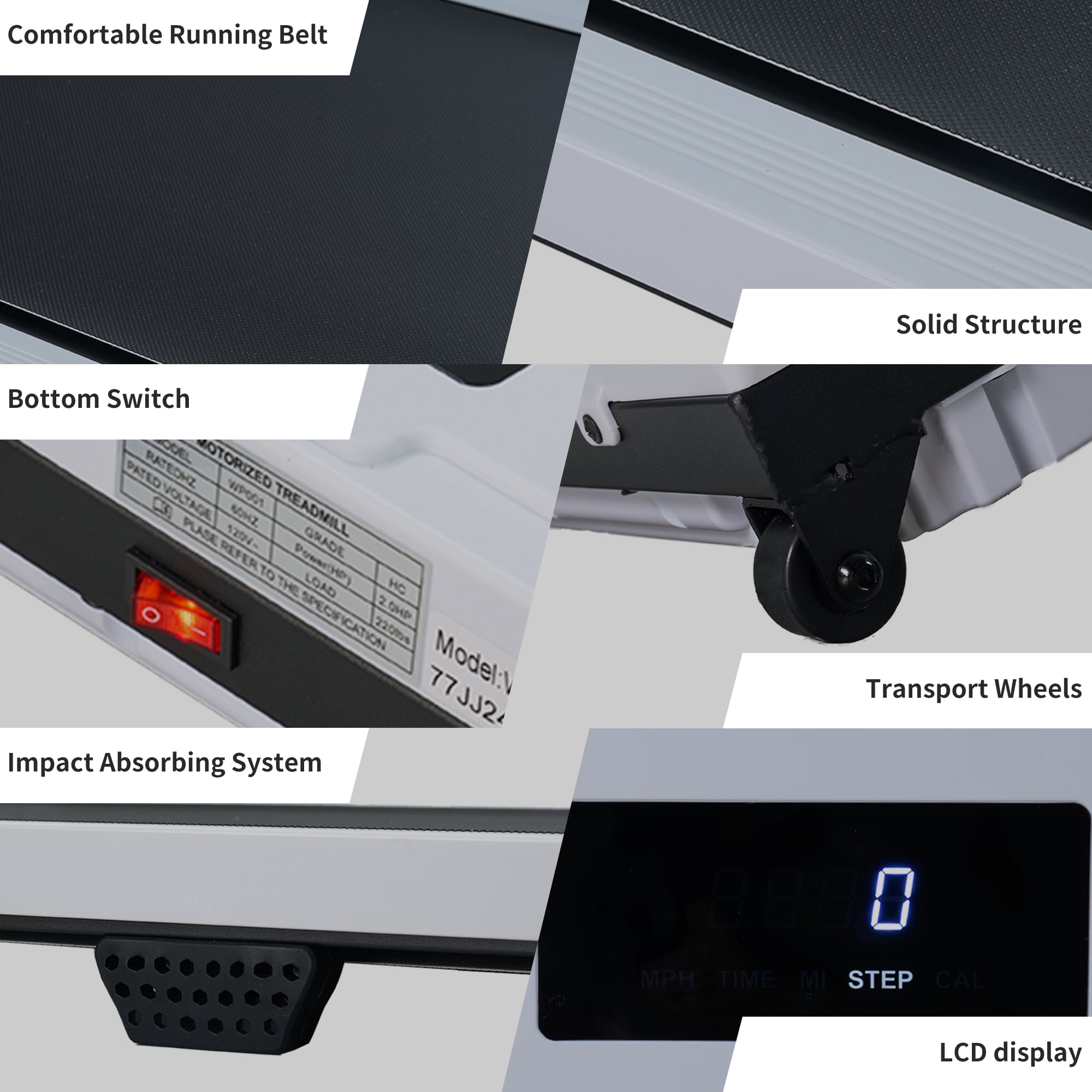 Walking Pad With Quiet 2.0 HP Brushless Motor, Countdown Modes, Spacious Running Area, 220 Lbs Weight Capacity For Home Or Office Workouts, 3 In 1 Portable Treadmill Walking, White_voghion.com